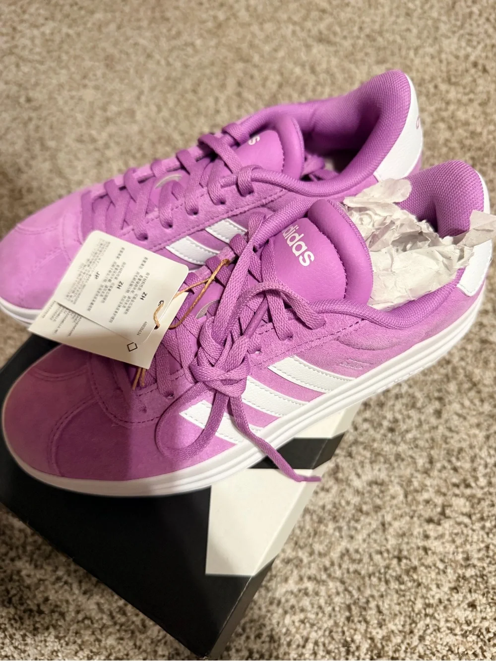 adidas Women's Platform Suede Sneaker - Lavender Purple & White - Picture 2 of 4